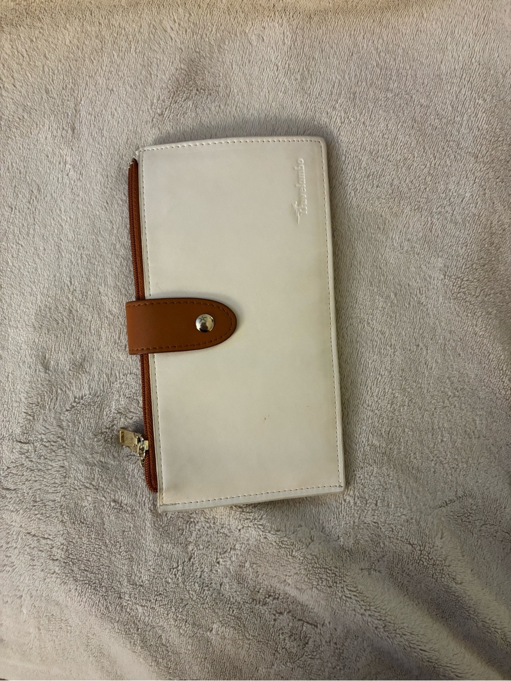 White and Brown Women's Wallet Clutch - Elegant Travel Organizer